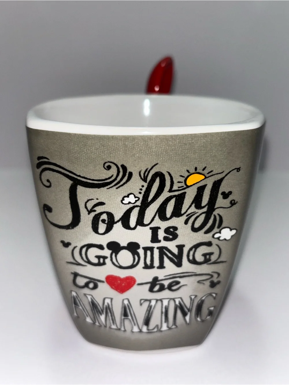 Disney Mug & Stirring Spoon Jerry Leigh Mickey Minnie Today Going To Be Amazing